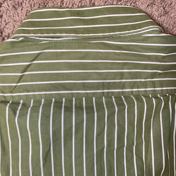 Abercrombie Fitch Muscle Button Up Down Green Work Dress Cotton Business Shirt - Picture 9 of 10